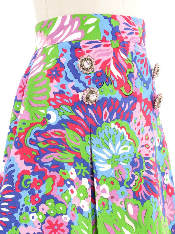 Dolce & Gabbana Crystal Buttoned Floral Skirt