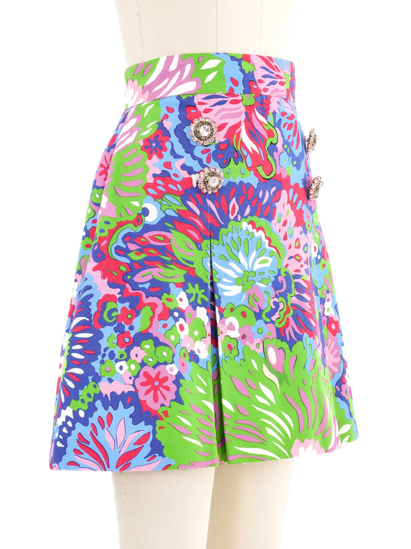 Dolce & Gabbana Crystal Buttoned Floral Skirt Bottom arcadeshops.com