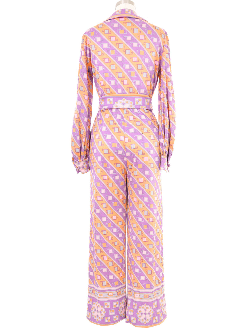 Miss Bergdorf Pastel Printed Jewel Button Jumpsuit