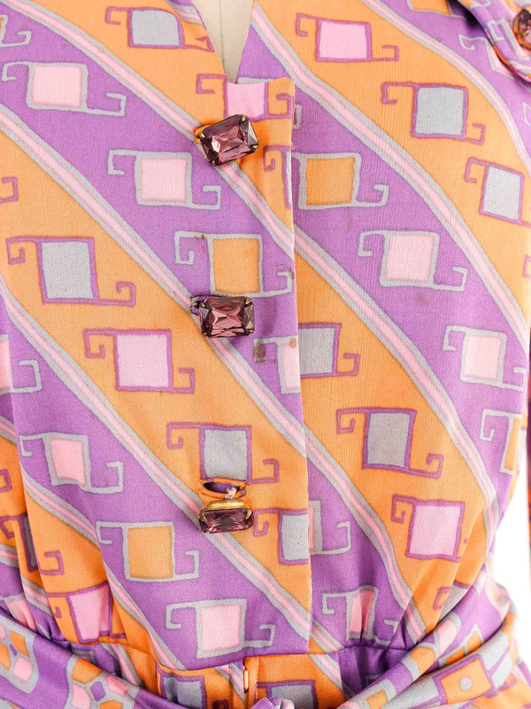 Miss Bergdorf Pastel Printed Jewel Button Jumpsuit