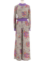 1960s Metallic Op-Art Palazzo Pant Ensemble Suit arcadeshops.com