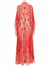 Red Indian Block Printed Metallic Caftan Dress arcadeshops.com
