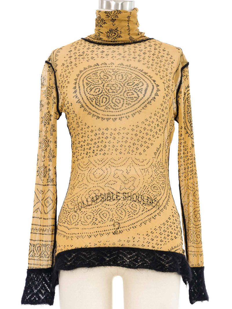 Jean Paul Gaultier Wool Trimmed Mesh Top
