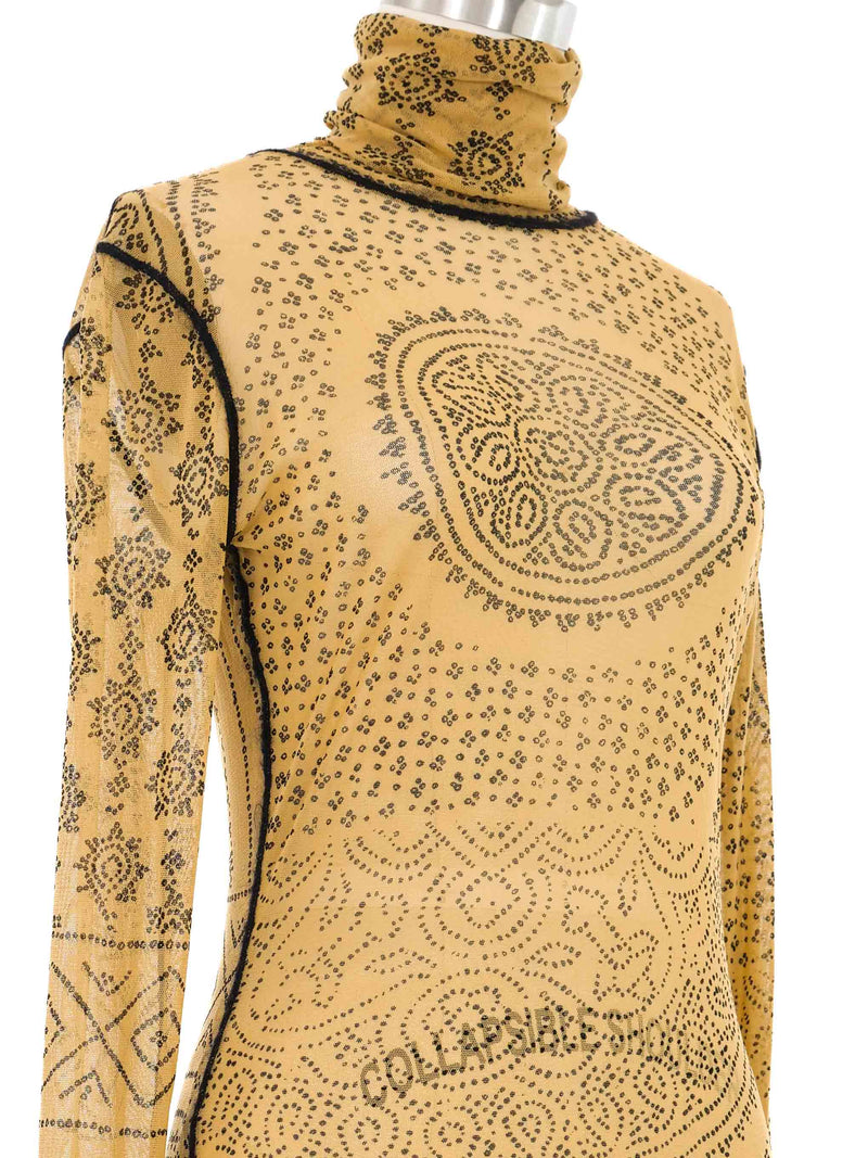 Jean Paul Gaultier Wool Trimmed Mesh Top