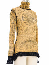 Jean Paul Gaultier Wool Trimmed Mesh Top