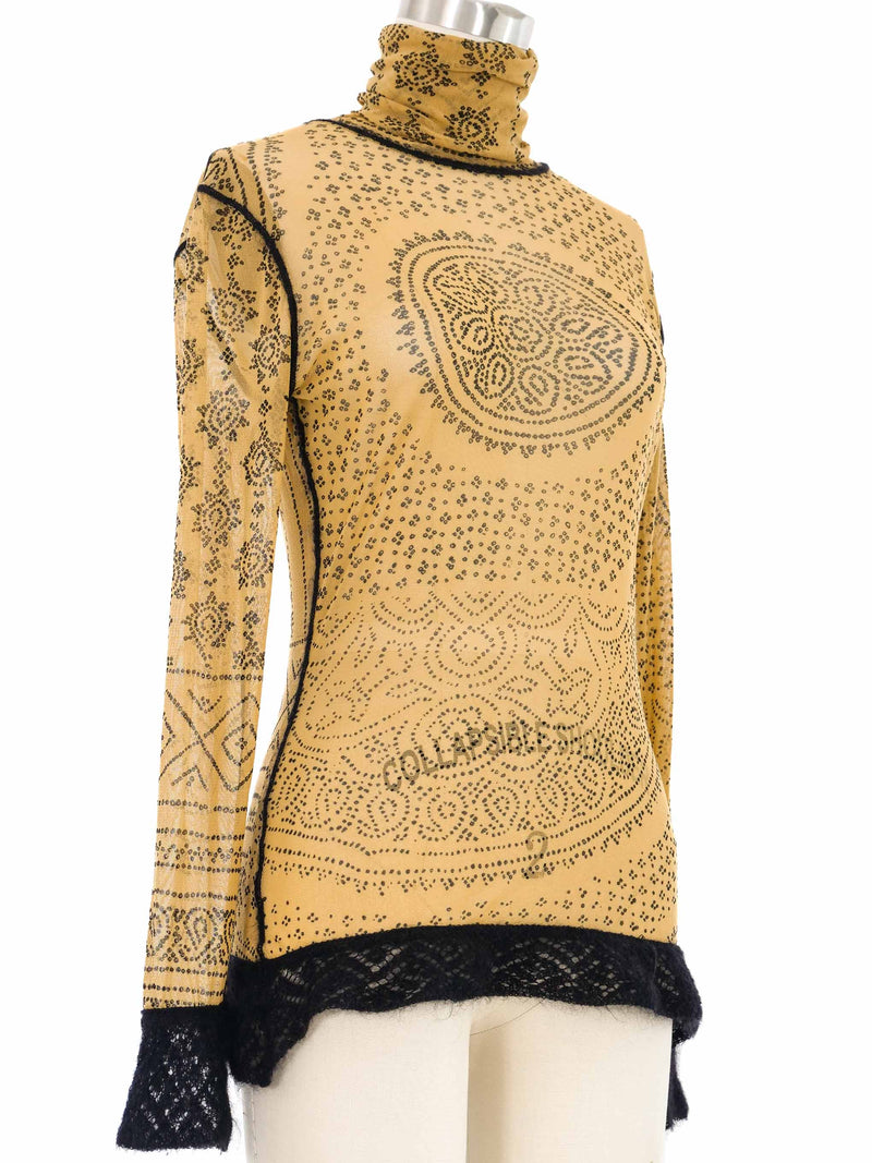 Jean Paul Gaultier Wool Trimmed Mesh Top