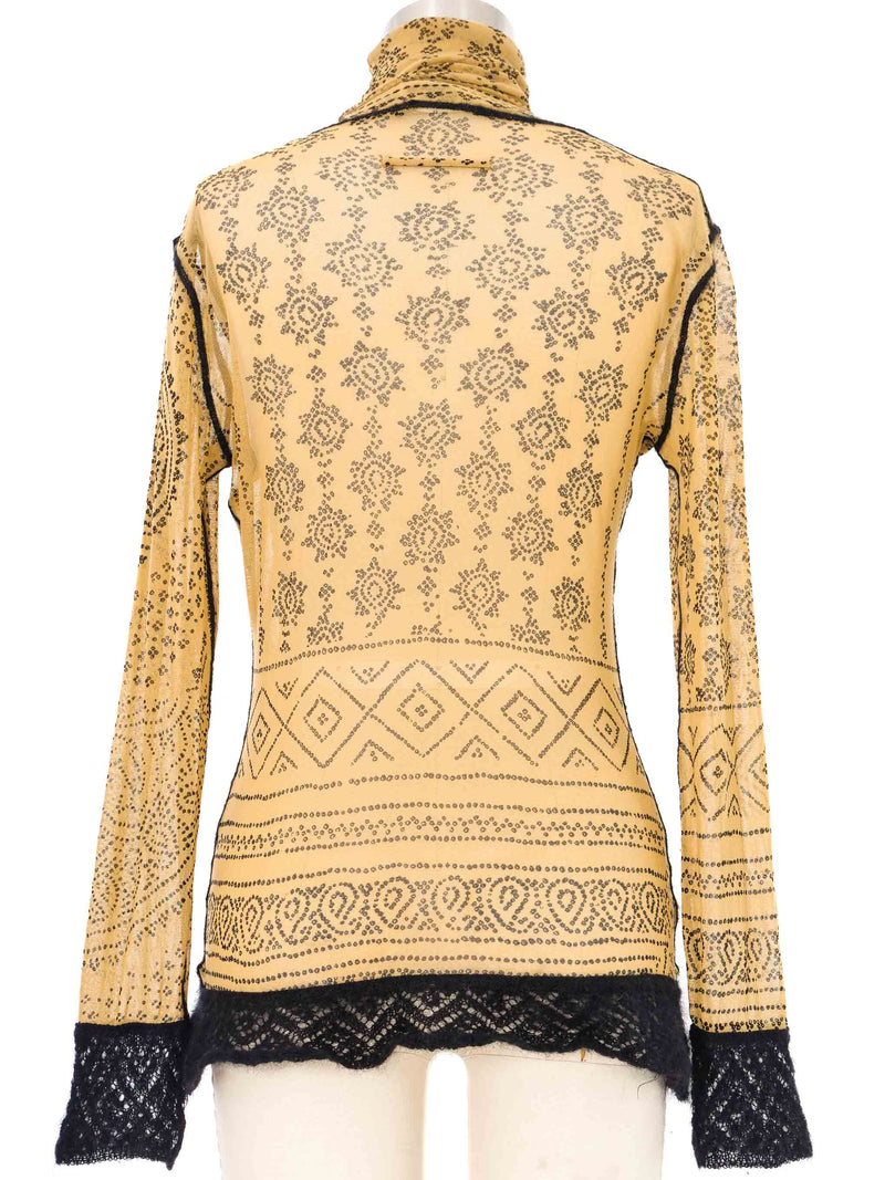 Jean Paul Gaultier Wool Trimmed Mesh Top