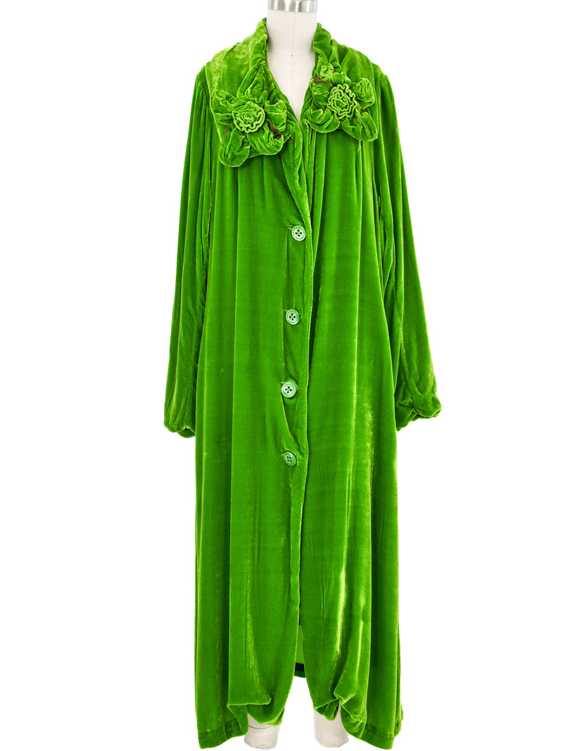 Voyage Green Velvet Rosette Cloak Jacket arcadeshops.com