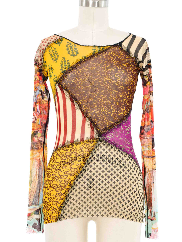 Jean Paul Gaultier Patchwork Mesh Tee Top arcadeshops.com