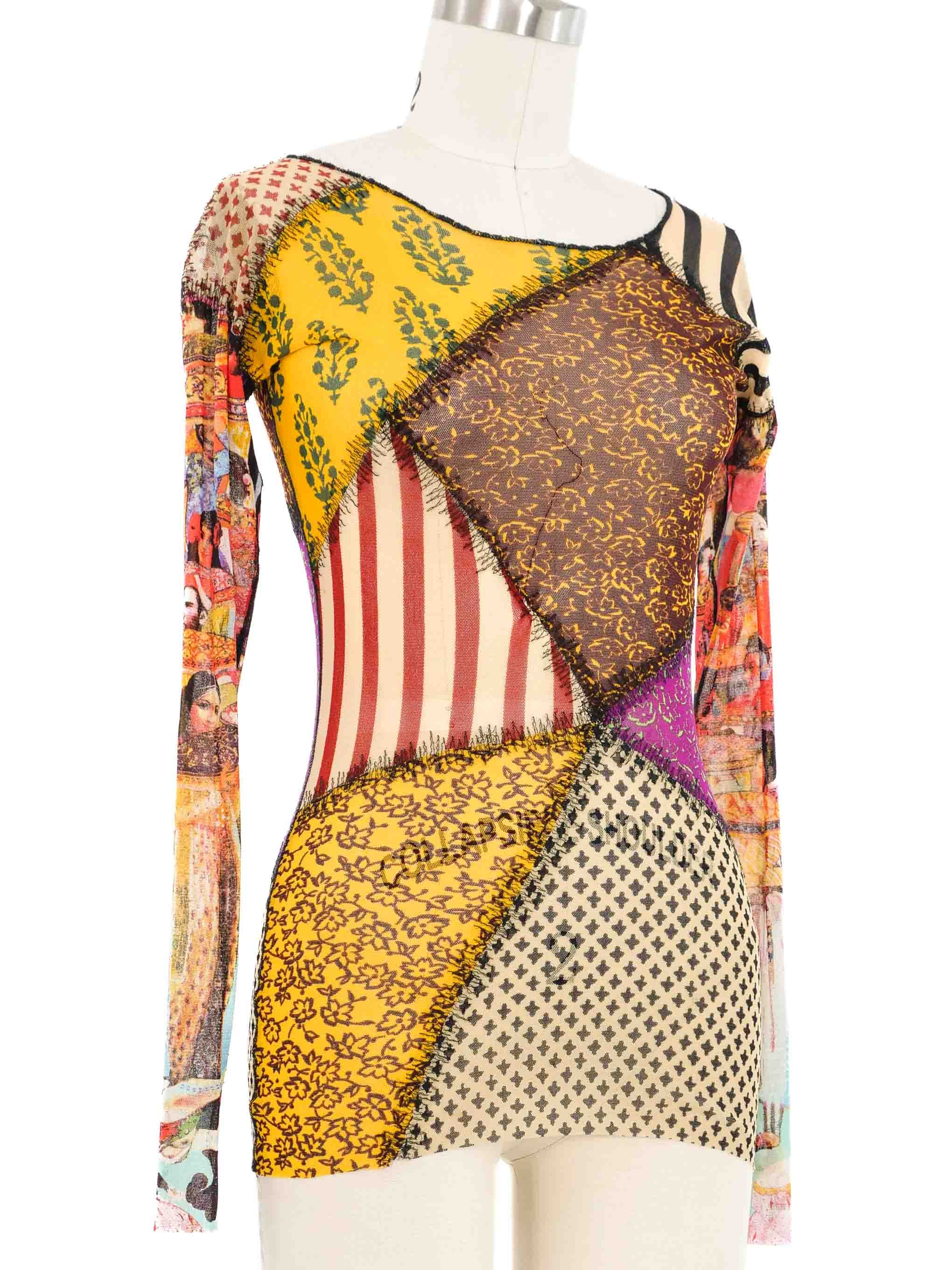 トップス archive Jean Paul Gaultier LS needle Tee Vintage JPG Jean Paul Gaultier Japan Silk Blend All Over