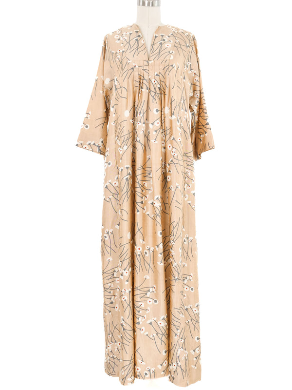 1970s Thai Silk Floral Motif Caftan