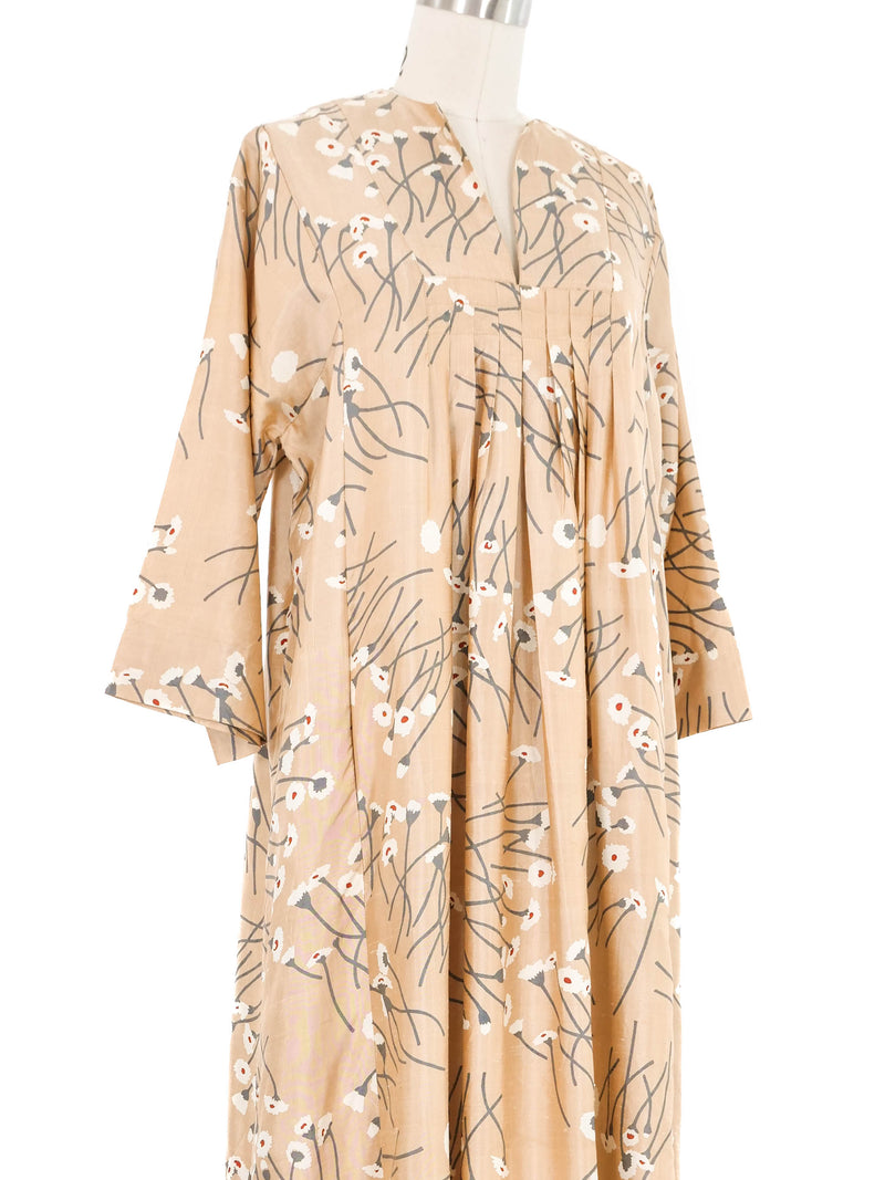 1970s Thai Silk Floral Motif Caftan