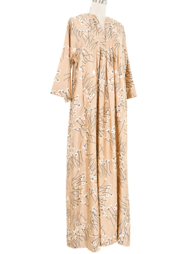 1970s Thai Silk Floral Motif Caftan