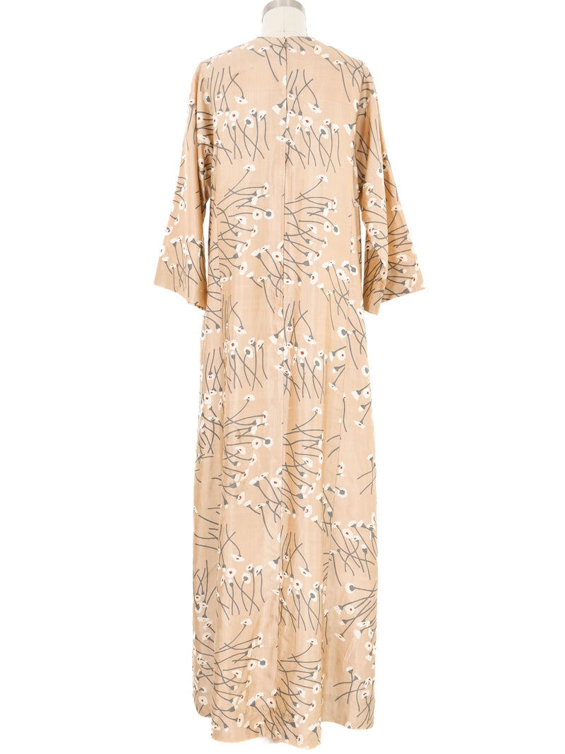 1970s Thai Silk Floral Motif Caftan