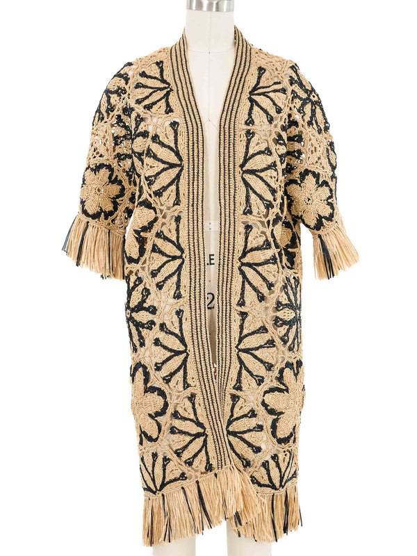 2020 Oscar de la Renta Crochet Raffia Jacket Jacket arcadeshops.com