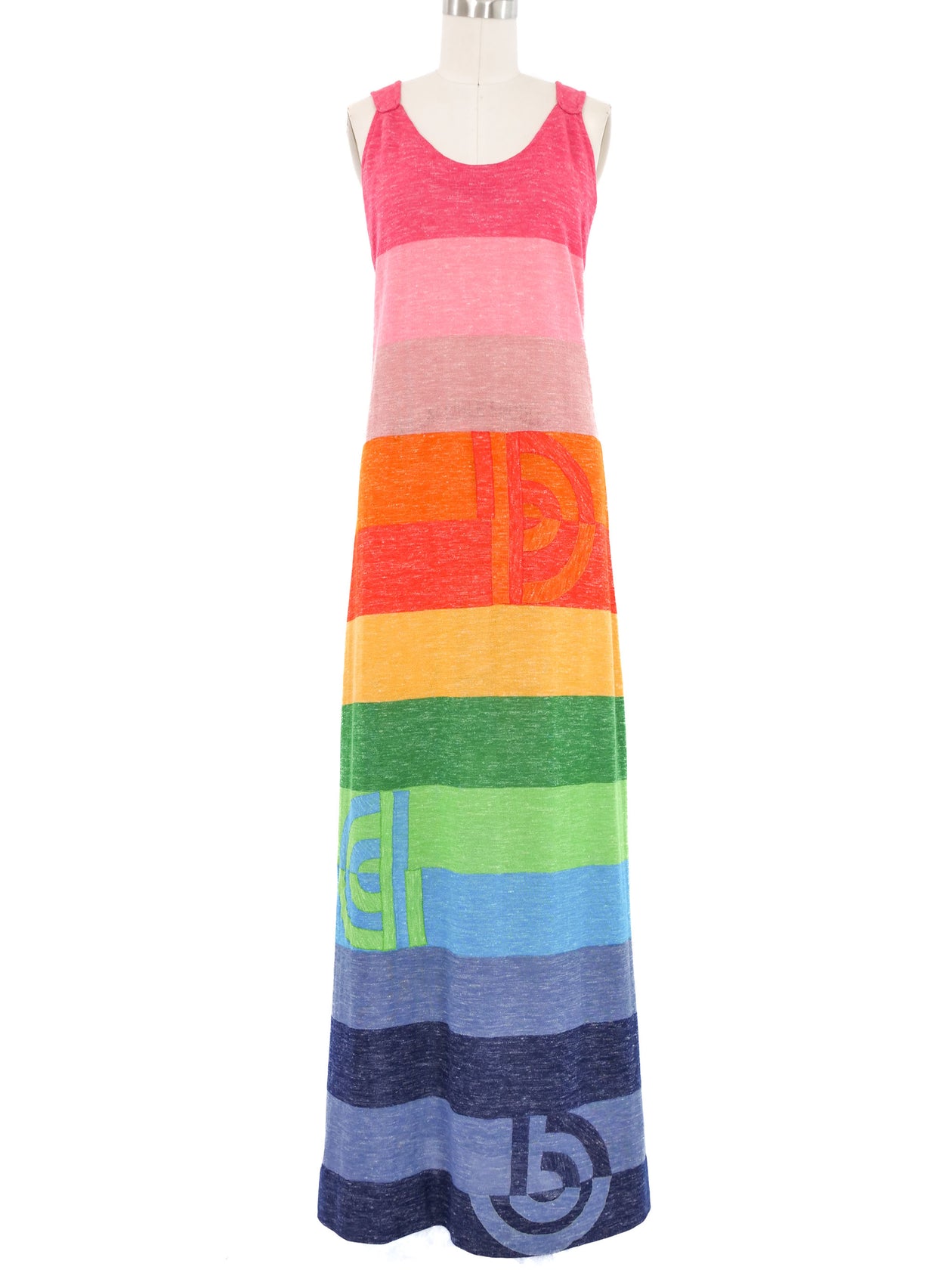 Rainbow Striped Knit Maxi Dress