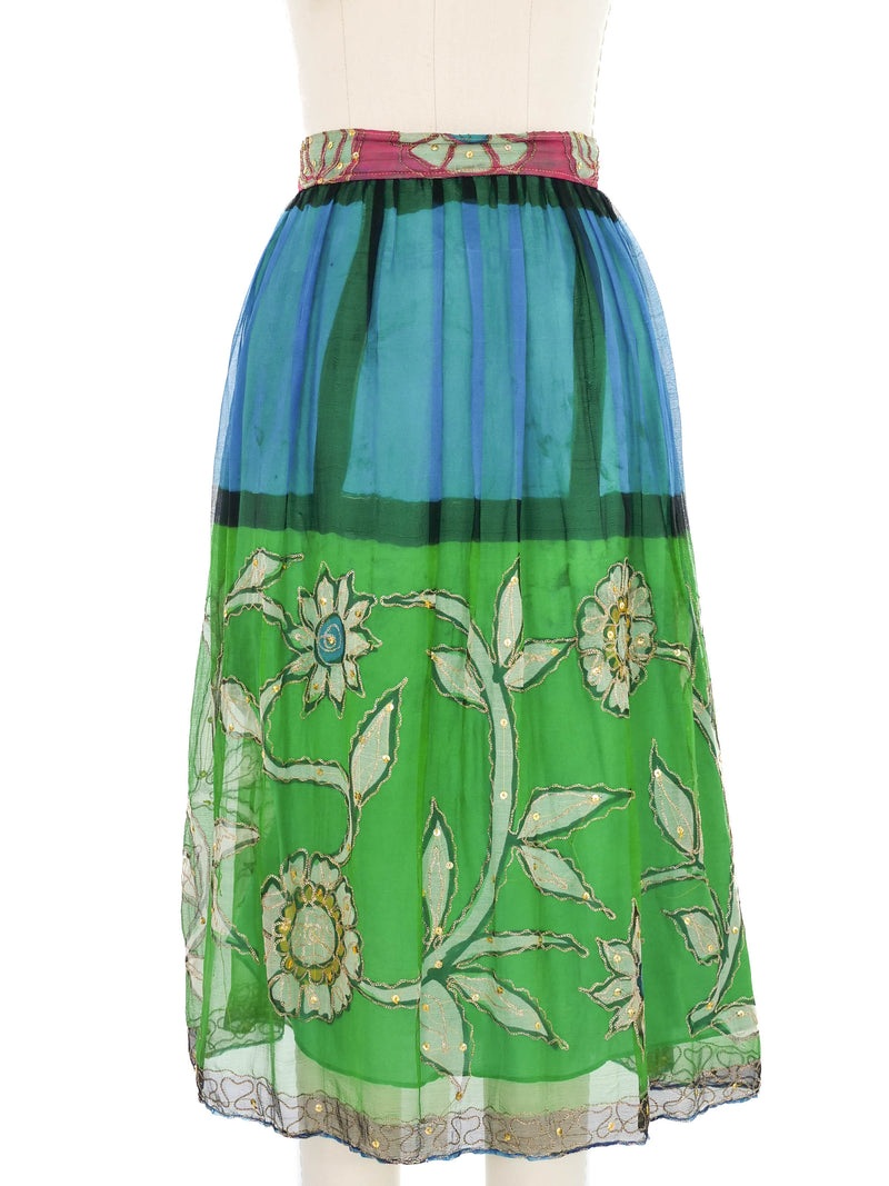Embellished Indian Silk Chiffon Skirt Ensemble