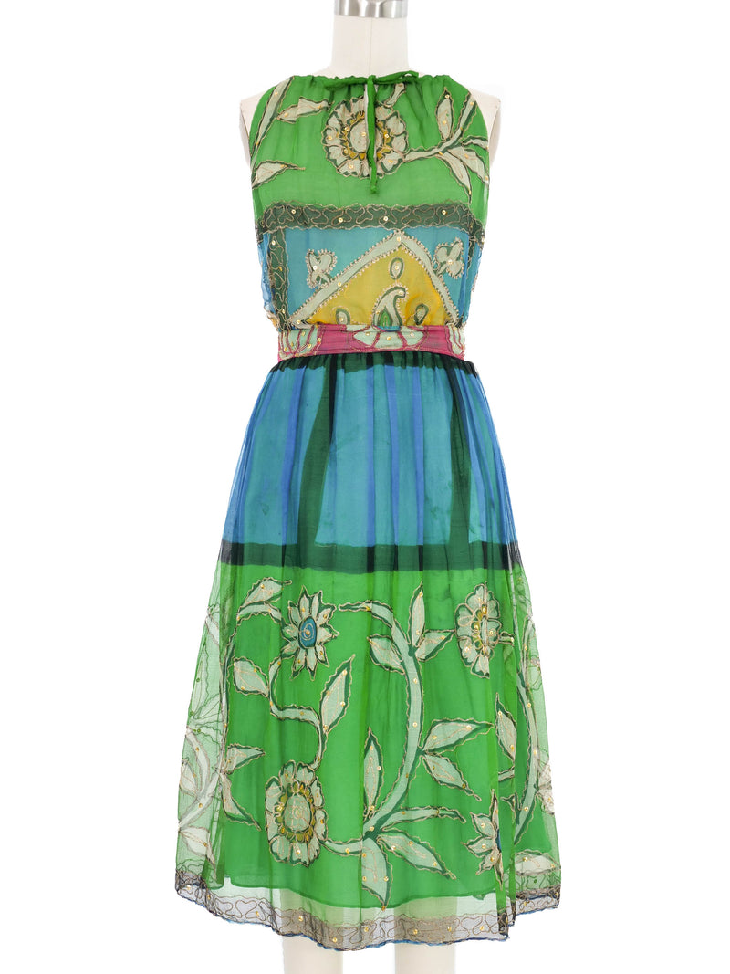 Embellished Indian Silk Chiffon Skirt Ensemble