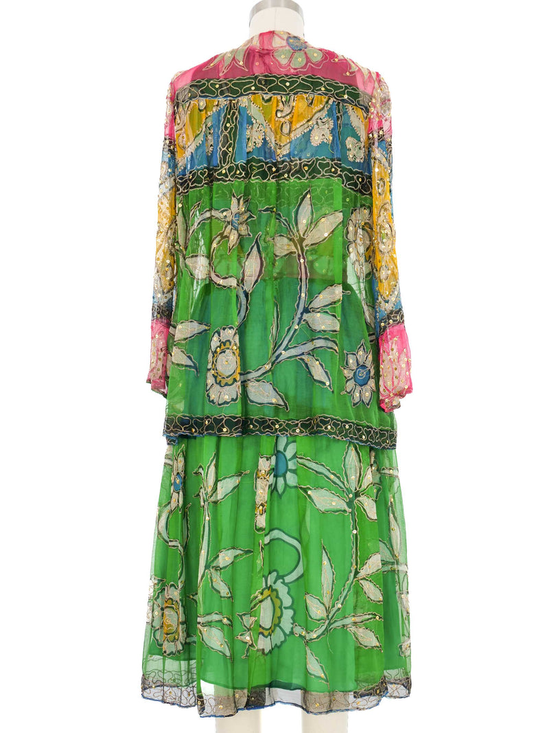Embellished Indian Silk Chiffon Skirt Ensemble