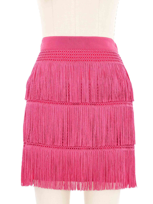 Alberta Feretti Pink Fringed Mini Skirt