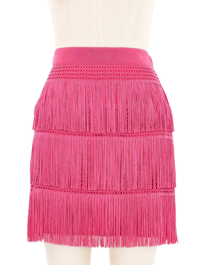 Alberta Feretti Pink Fringed Mini Skirt Bottom arcadeshops.com