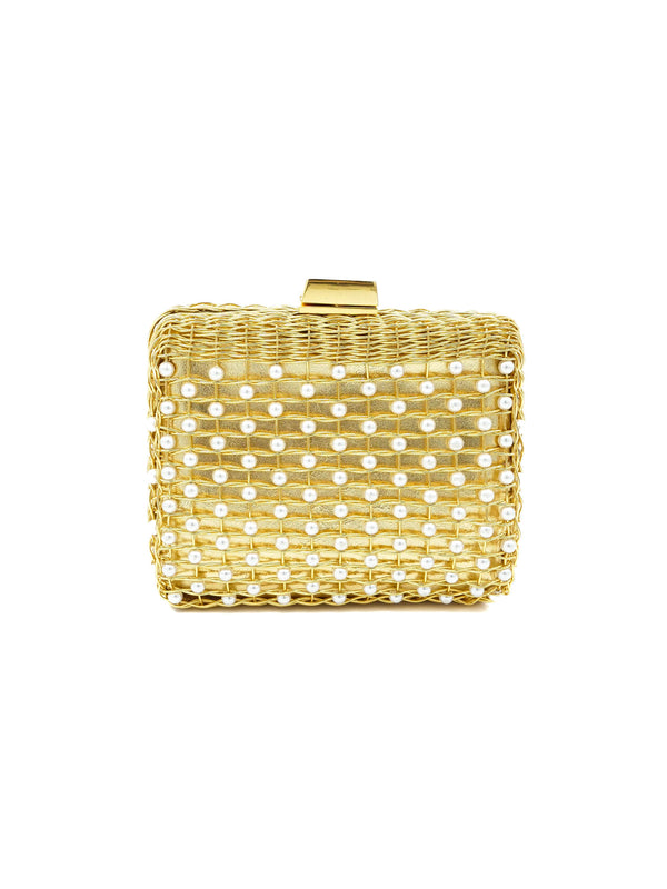 Rodo Pearl Beaded Wire Clutch