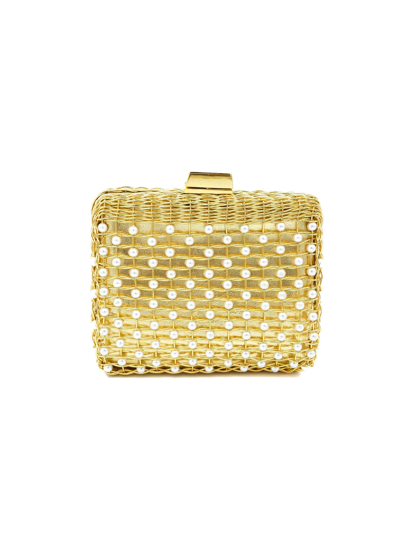 Rodo Pearl Beaded Wire Clutch