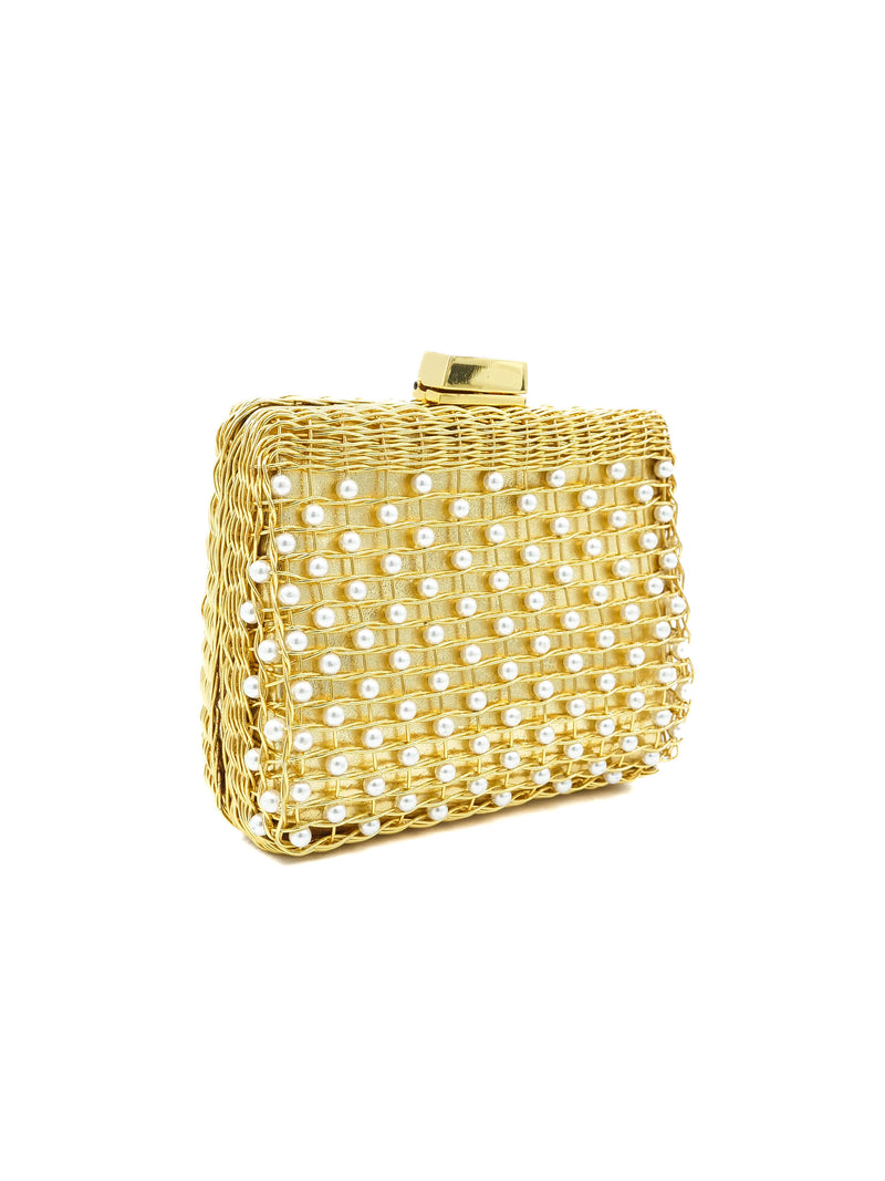 Rodo Pearl Beaded Wire Clutch