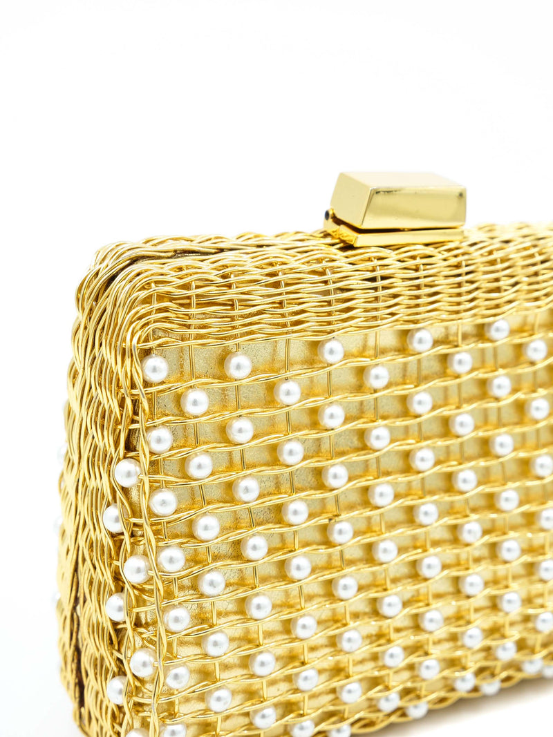 Rodo Pearl Beaded Wire Clutch