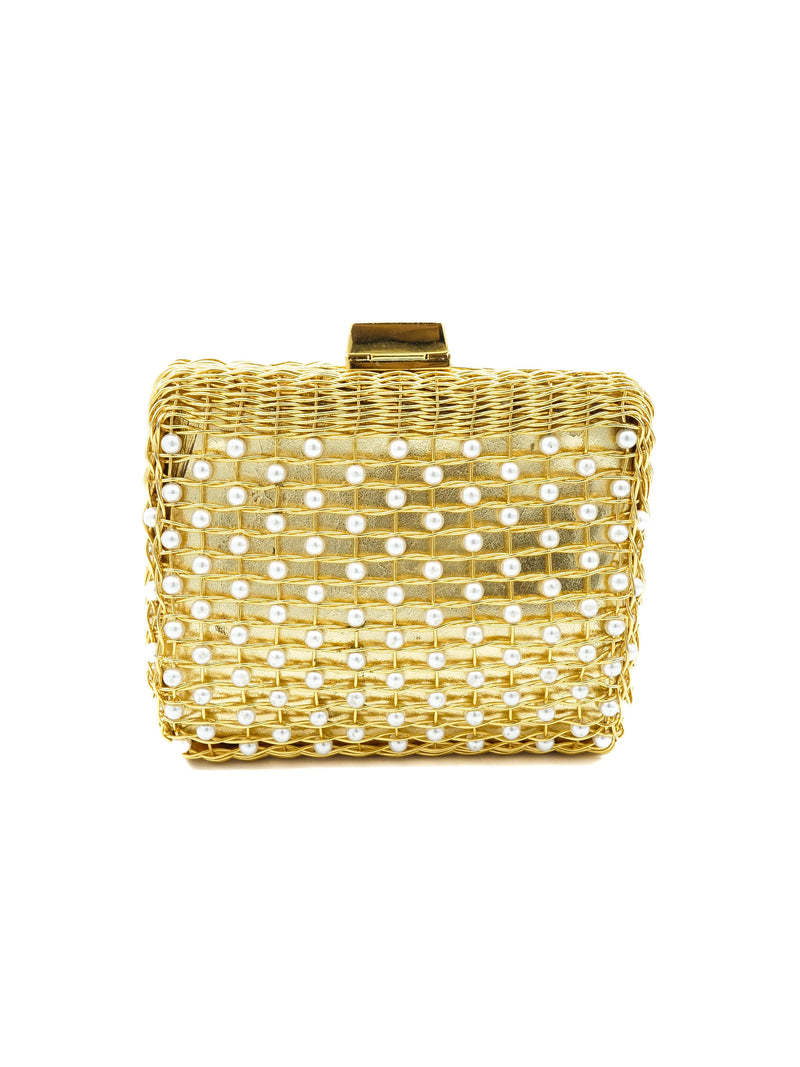 Rodo Pearl Beaded Wire Clutch
