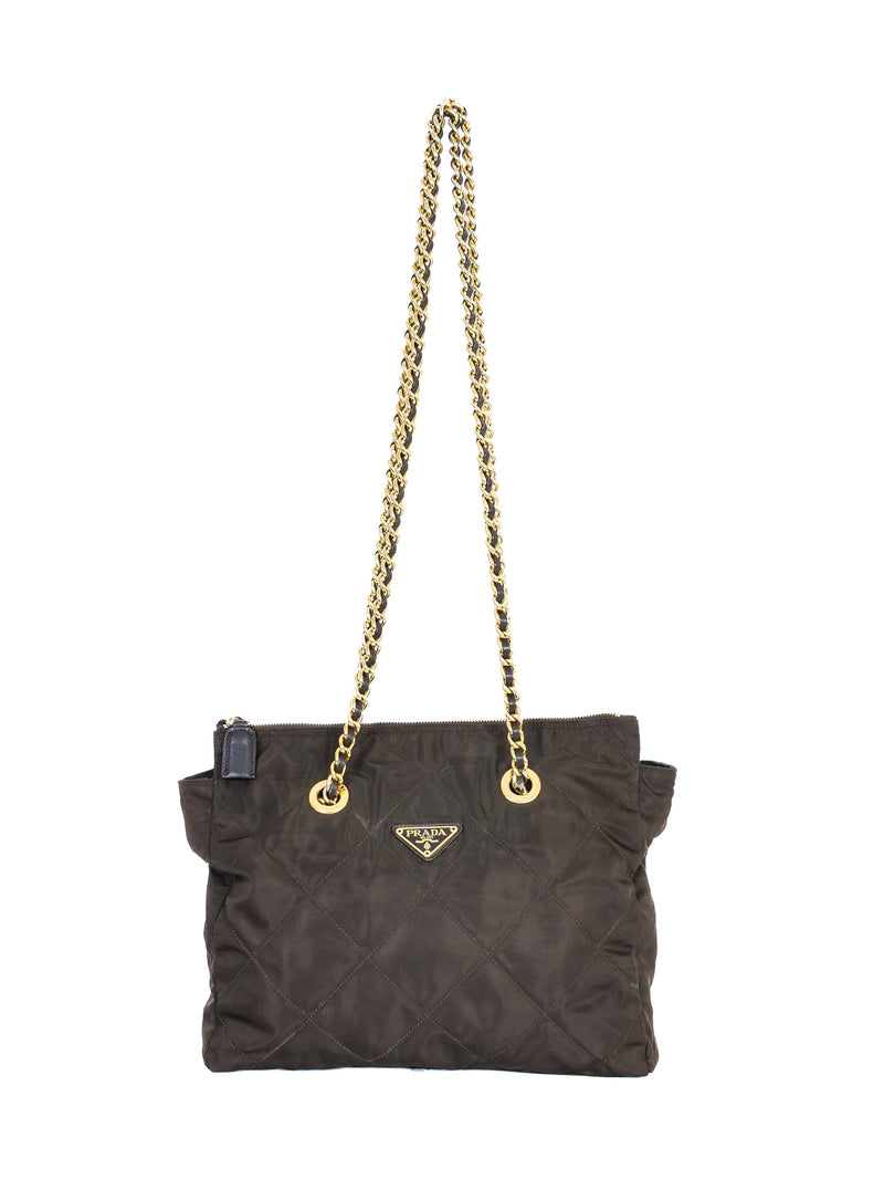 1995 Prada Re-edition Brown Tessuto Quilted Tote Accessory arcadeshops.com