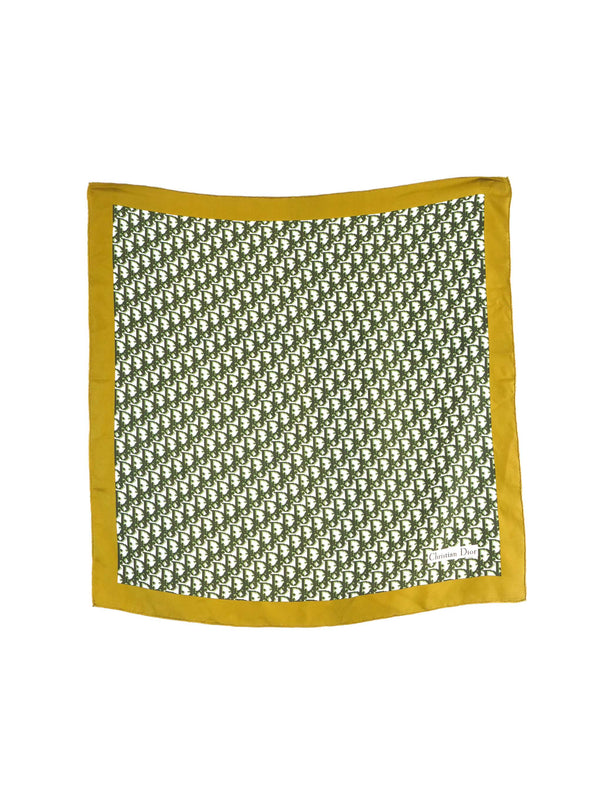 Christian Dior Chartreuse Oblique Logo Printed Scarf