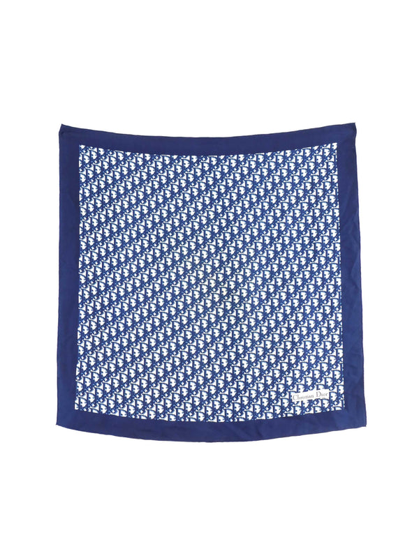 Christian Dior Navy Oblique Logo Silk Scarf