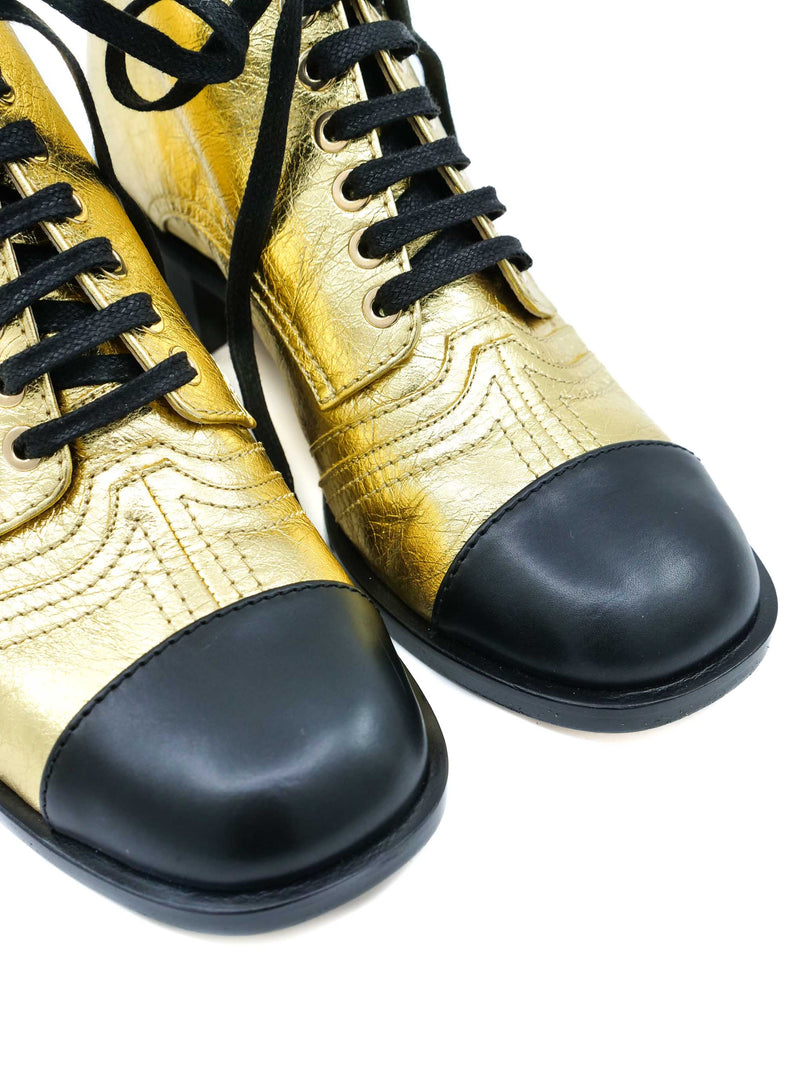 2018 Chanel Metallic Cap Toe Boots, 36.5 Accessory arcadeshops.com