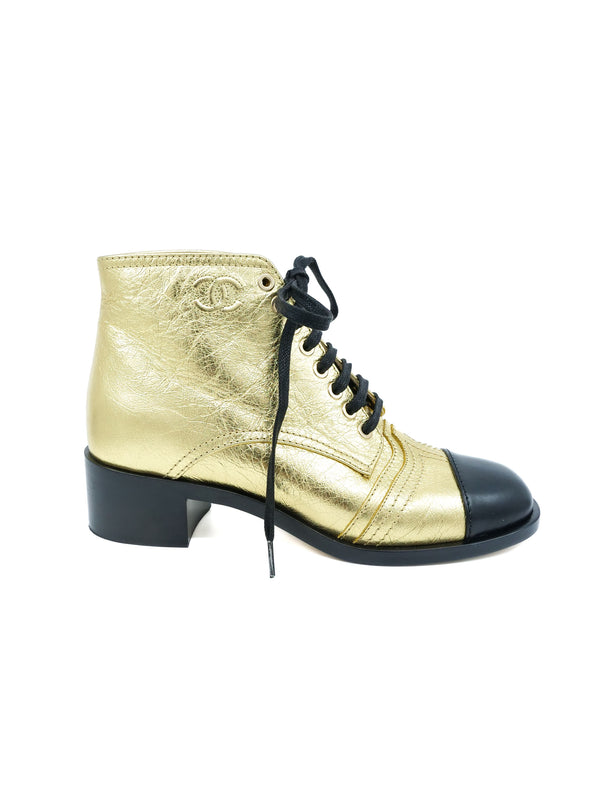 2018 Chanel Metallic Cap Toe Boots, 36.5 Accessory arcadeshops.com