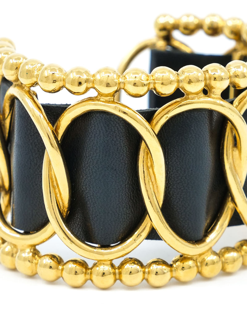 1993 Chanel Leather Woven Chain Cuff Accessory arcadeshops.com