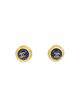 Chanel Sapphire Glass Button Earrings Accessory arcadeshops.com