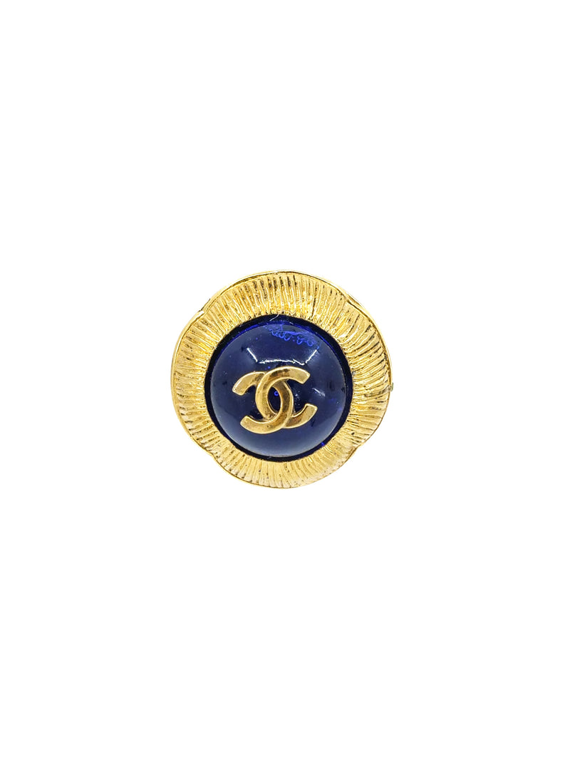 Chanel Sapphire Glass Button Earrings Accessory arcadeshops.com