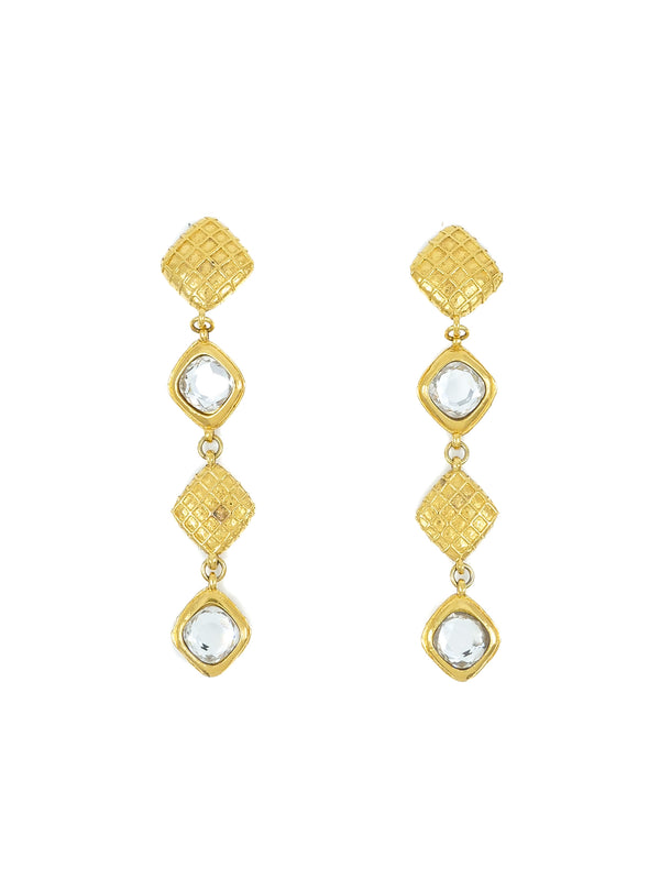 Chanel Quilted Rhinestone Drop Earrings Accessory arcadeshops.com