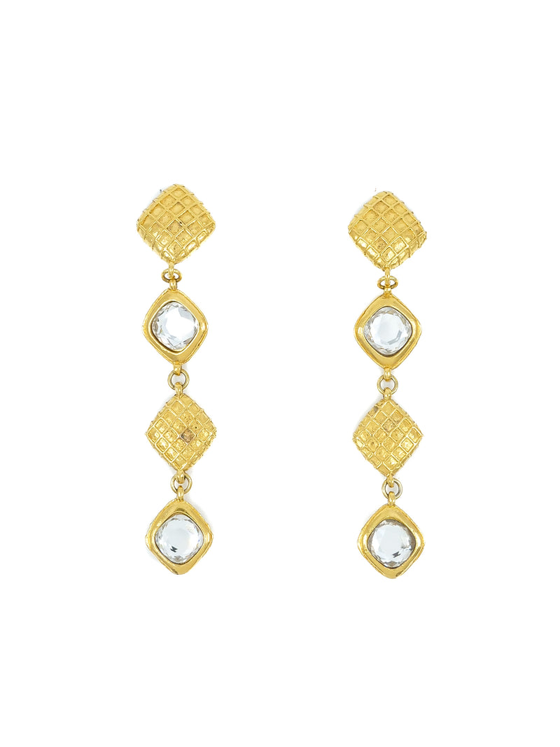Chanel Quilted Rhinestone Drop Earrings Accessory arcadeshops.com