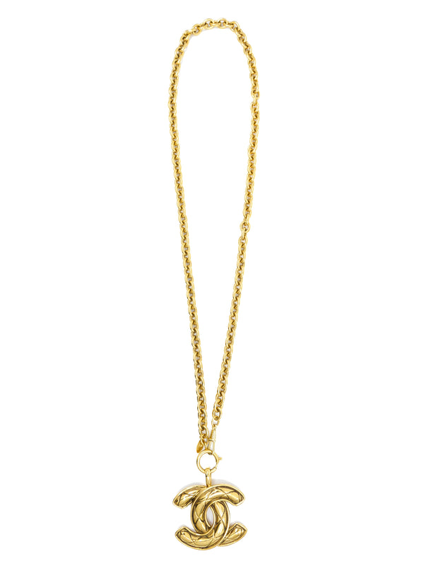 Chanel Quilted Logo Pendant Necklace Accessory arcadeshops.com