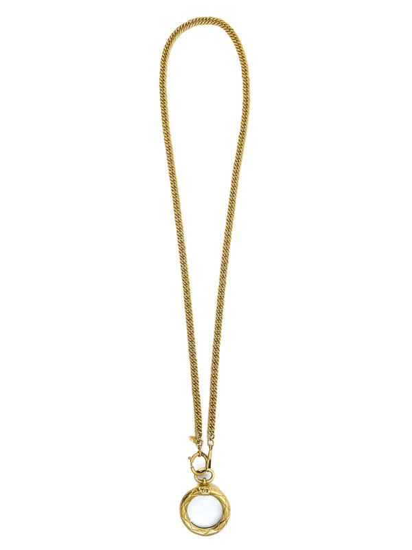 1980s Chanel Quilted Magnifying Glass Pendant Necklace Accessory arcadeshops.com