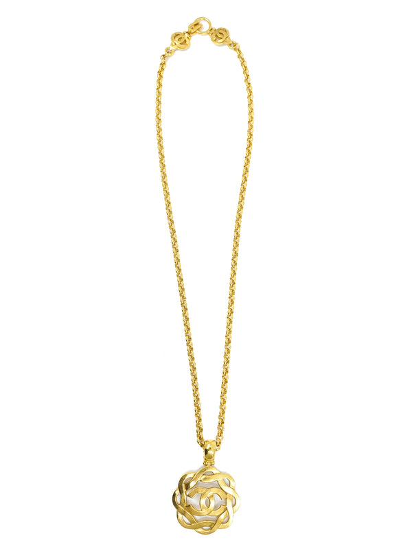 1997 Chanel Braided Logo Pendant Necklace Accessory arcadeshops.com