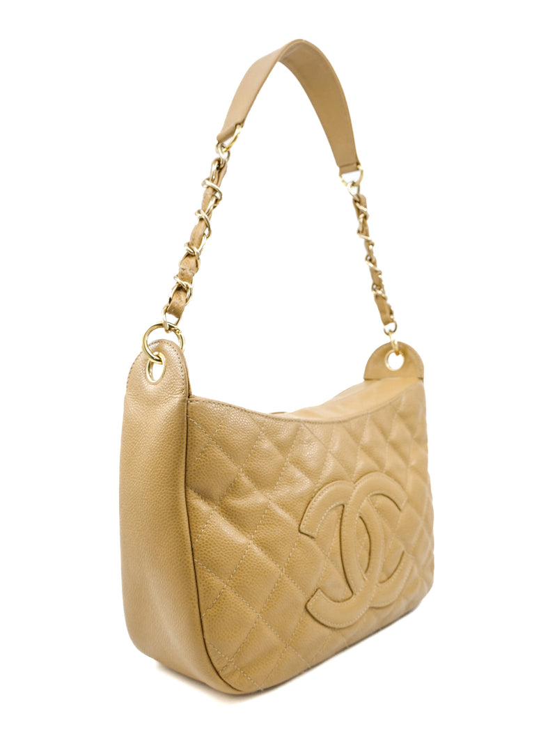 2002 Chanel Beige Caviar Timeless 'CC' Shoulder Bag Accessory arcadeshops.com