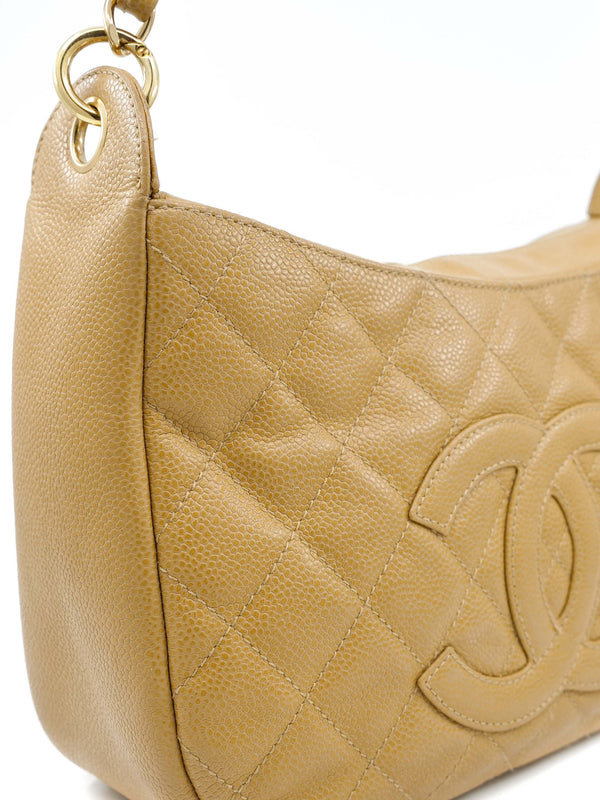 2002 Chanel Beige Caviar Timeless 'CC' Shoulder Bag Accessory arcadeshops.com