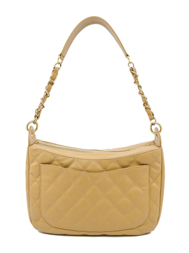 2002 Chanel Beige Caviar Timeless 'CC' Shoulder Bag Accessory arcadeshops.com