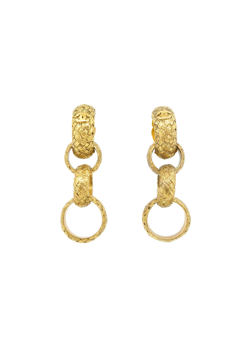 1994 Chanel Braided Hoop Drop Earrings Accessory arcadeshops.com