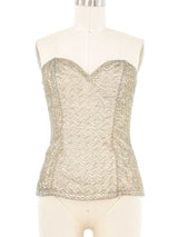 Eavis & Brown Beaded Ivory Bustier Top Top arcadeshops.com