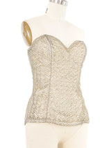 Eavis & Brown Beaded Ivory Bustier Top Top arcadeshops.com