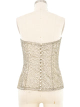 Eavis & Brown Beaded Ivory Bustier Top Top arcadeshops.com